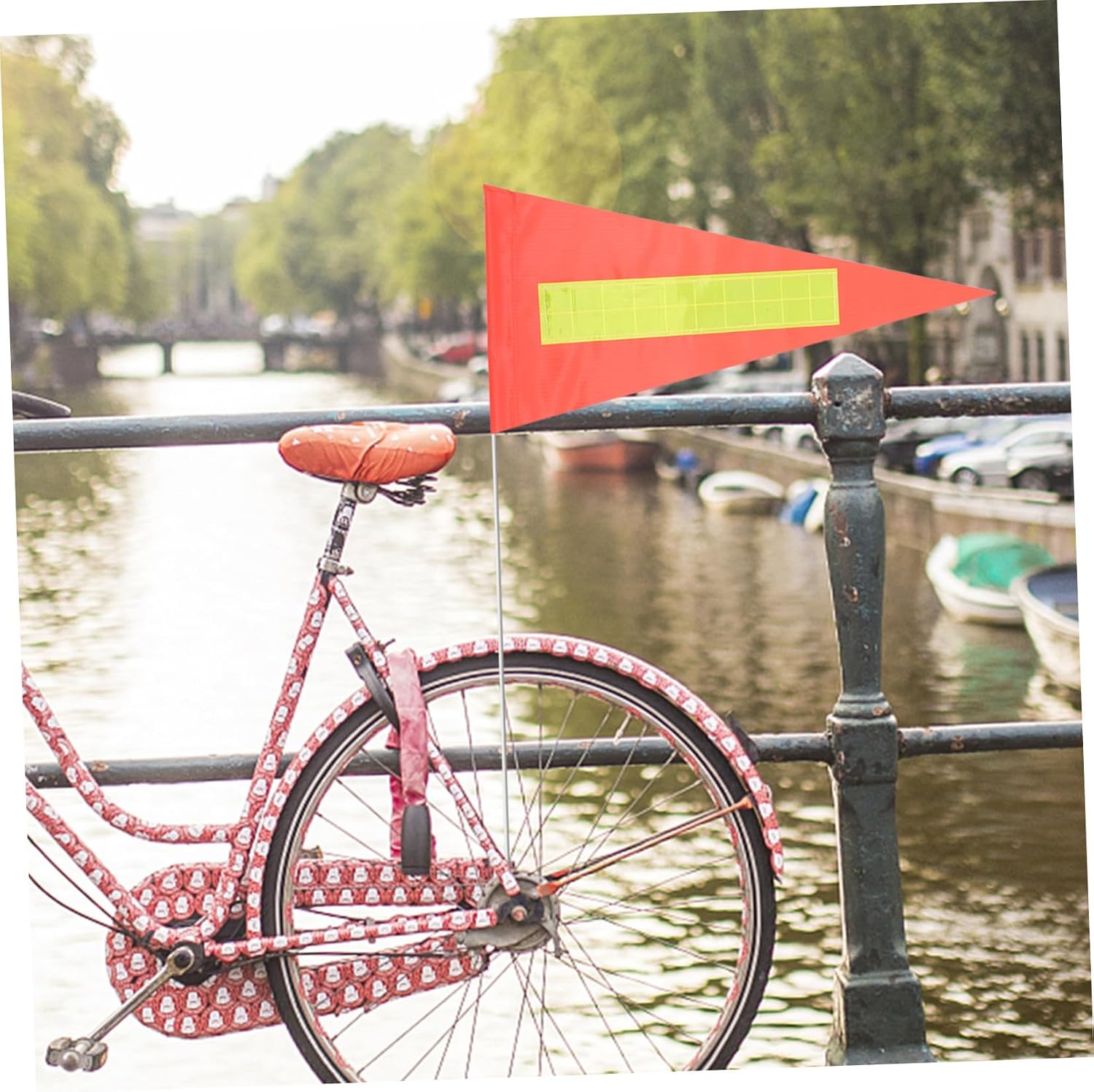 MAGICLULU Reflective Safety Flags Biking Accessories 2pcs for Bike and Scooter, High Visibility Orange Triangle PVC Pennants, Easy to Install for Riding and Outdoor Safety