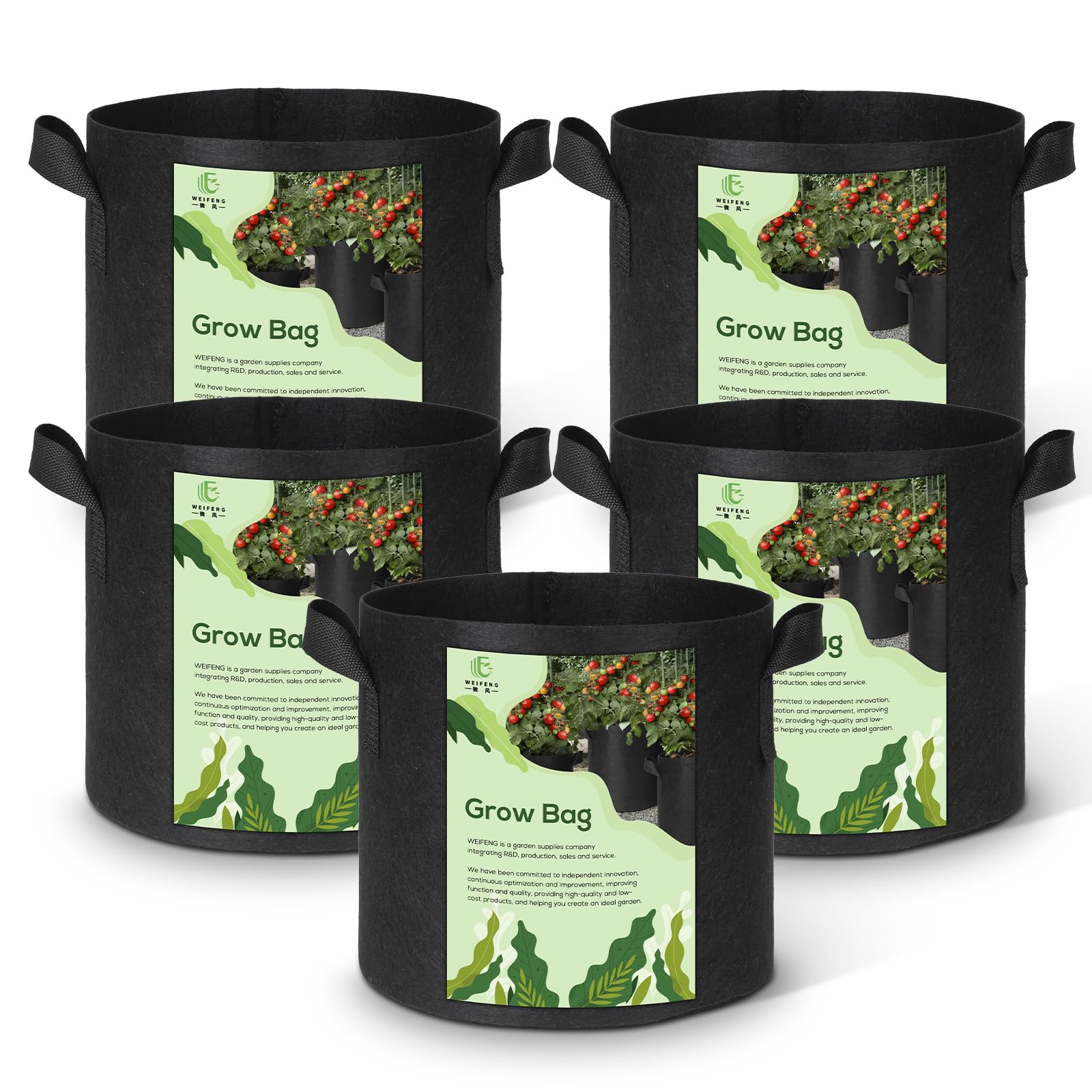 Bolsas de cultivo para plantas huerto urbano macetas textiles WEIFENG 10 galones resistentes