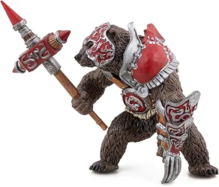 Mutant Bear Figurine - Hand-Painted Fantasy Warrior Toy for Kids Age 3+ - 36044 - Armored Bear with Mace and Claws - Fantasy & Medieval Collection