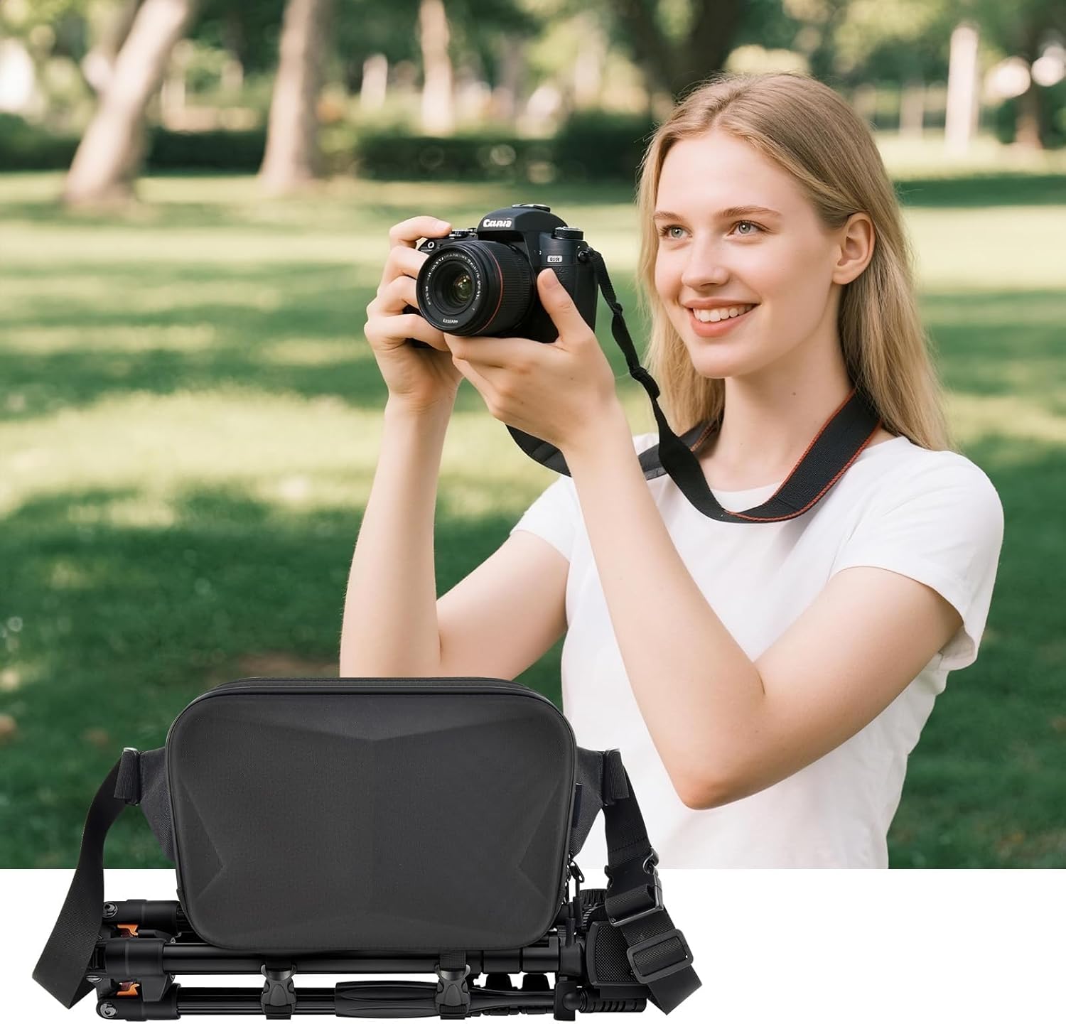 Comecase Camera Sling Bag for Canon/for Nikon/for Sony/for Fujifilm, Waterproof Hard Shell Crossbody Cameras Case, Small Camera Storage holder for DSLR/SLR/Mirrorless, Tripod Organizer (Box Only) - Image 8