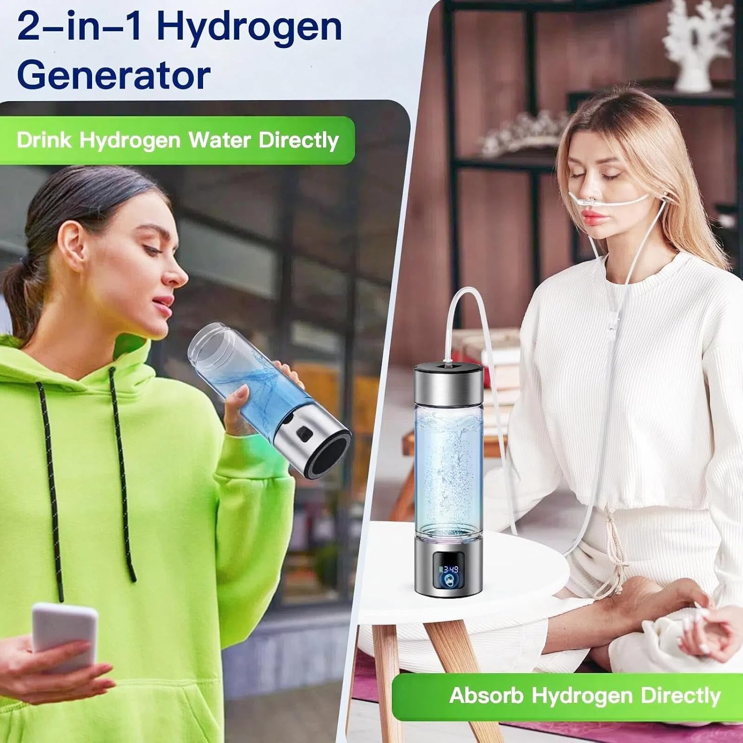 Hydrogen Water Bottle Generator with LED Screen, Portable Rechargeable Hydrogen Water Bottle 460ml with Advanced SPE PEM Technology 6000+ PPB, Ionizer Machine for Home/Office/Travel - Image 4