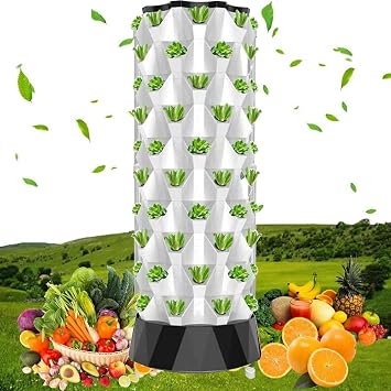 XENITE Hydroponic Tower Self-Watering Growing System, 48/64/80 Plants Sites Indoor Vertical Gardening Grow Kit, Farm Greenhouse Hydroponic Grow System with Water Pump, Net Pots,8floors//1pc