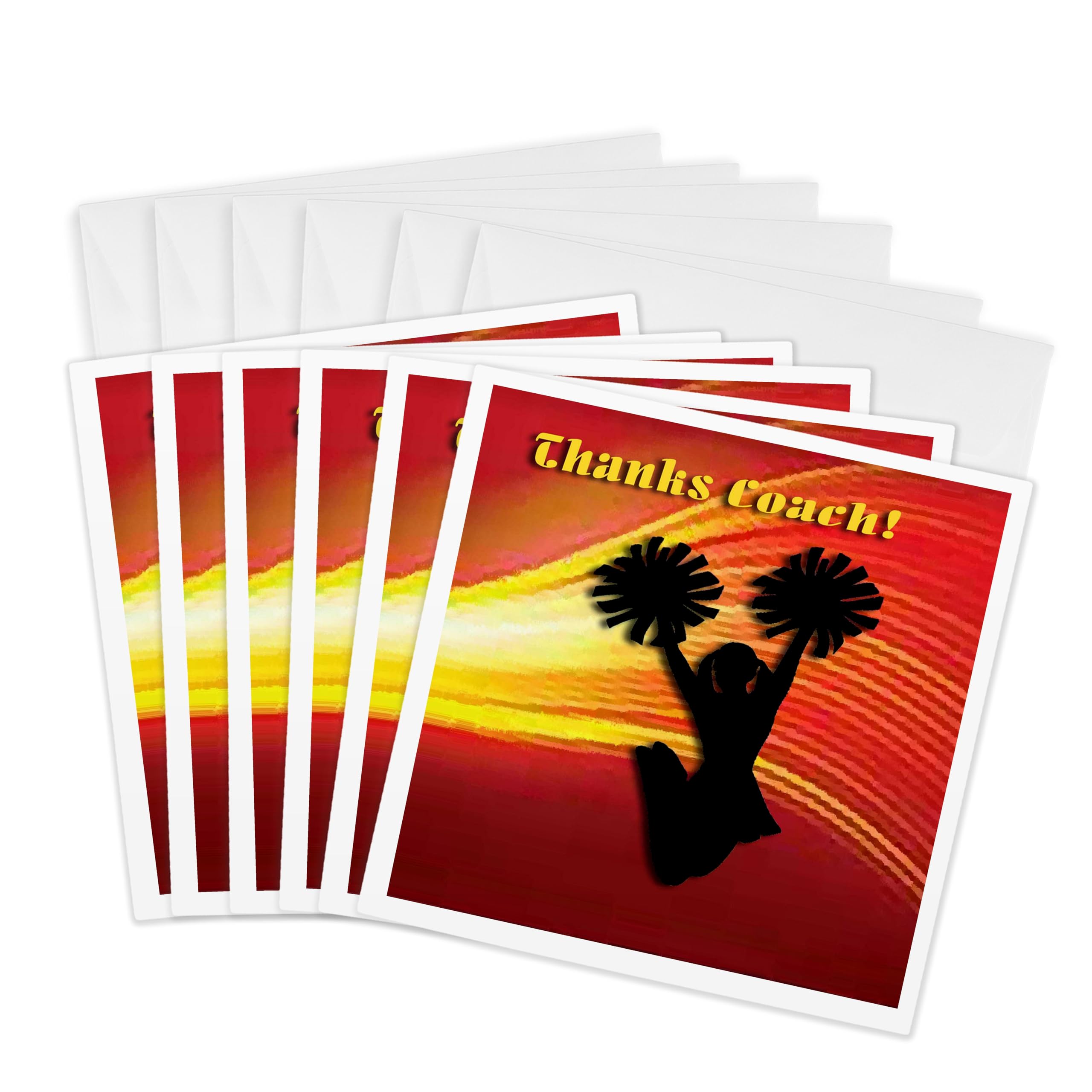 3dRose gc_16317_1 6 x 6-Inch "Cheerleader Thank You Coach" Greeting Card (Pack of 6)