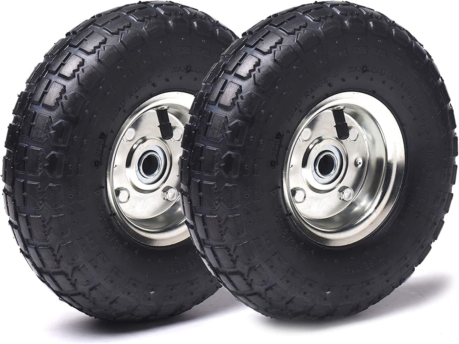 10" Heavy Duty 4.10/3.50-4 Tire and Wheel Dolly Wheels and Hand Truck Wheels Replacement 10 Inch Pneumatic Tire Wheels for Gorilla Cart, Generator, Lawn Mower, Garden Wagon(2 Pack)