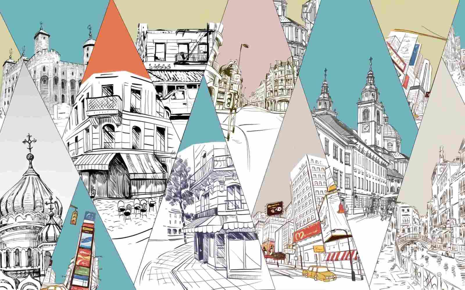 Architecture urbaine abstraite sur papier peint haut de gamme 430x300