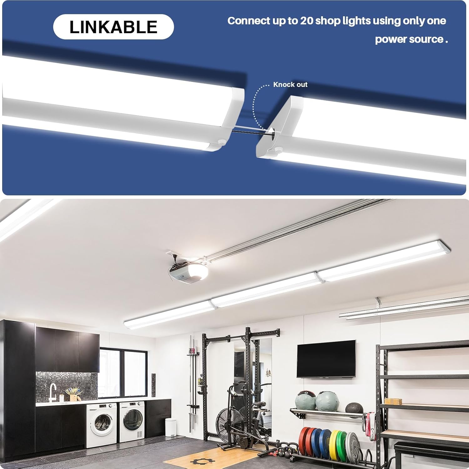 ANTLUX Ultra Slim 4FT LED Wraparound Light, 50W 4 Foot Shop Lights for Garage, No Glare, 5600LM, 5000K, Compact Flush Mount Ceiling Fixtures for Kitchen Workshop, Fluorescent Tube Replacement, 6 Pack