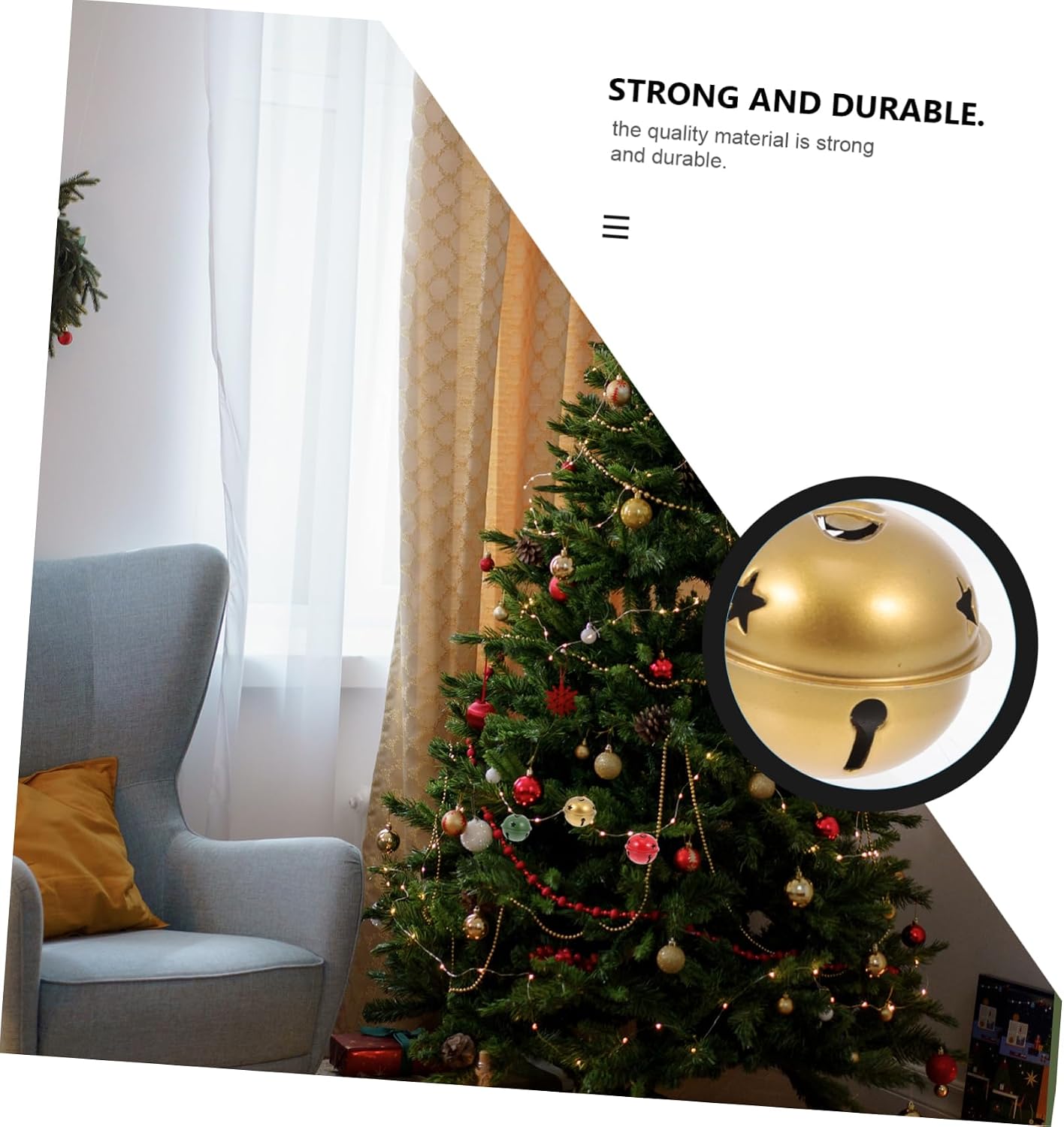Amosfun 40pcs Christmas Tree Bells Snowflake Hanging Pendants for Holiday Decoration Xmas Ornaments for Home Decor and Crafting