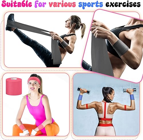 Miniatura 5 de 5 rollos de cinta atlética de espuma de 2.75 pulgadas x 30 yardas, cinta deportiva preenvuelta, cinta atlética para tobillo para tobillos, muñecas,