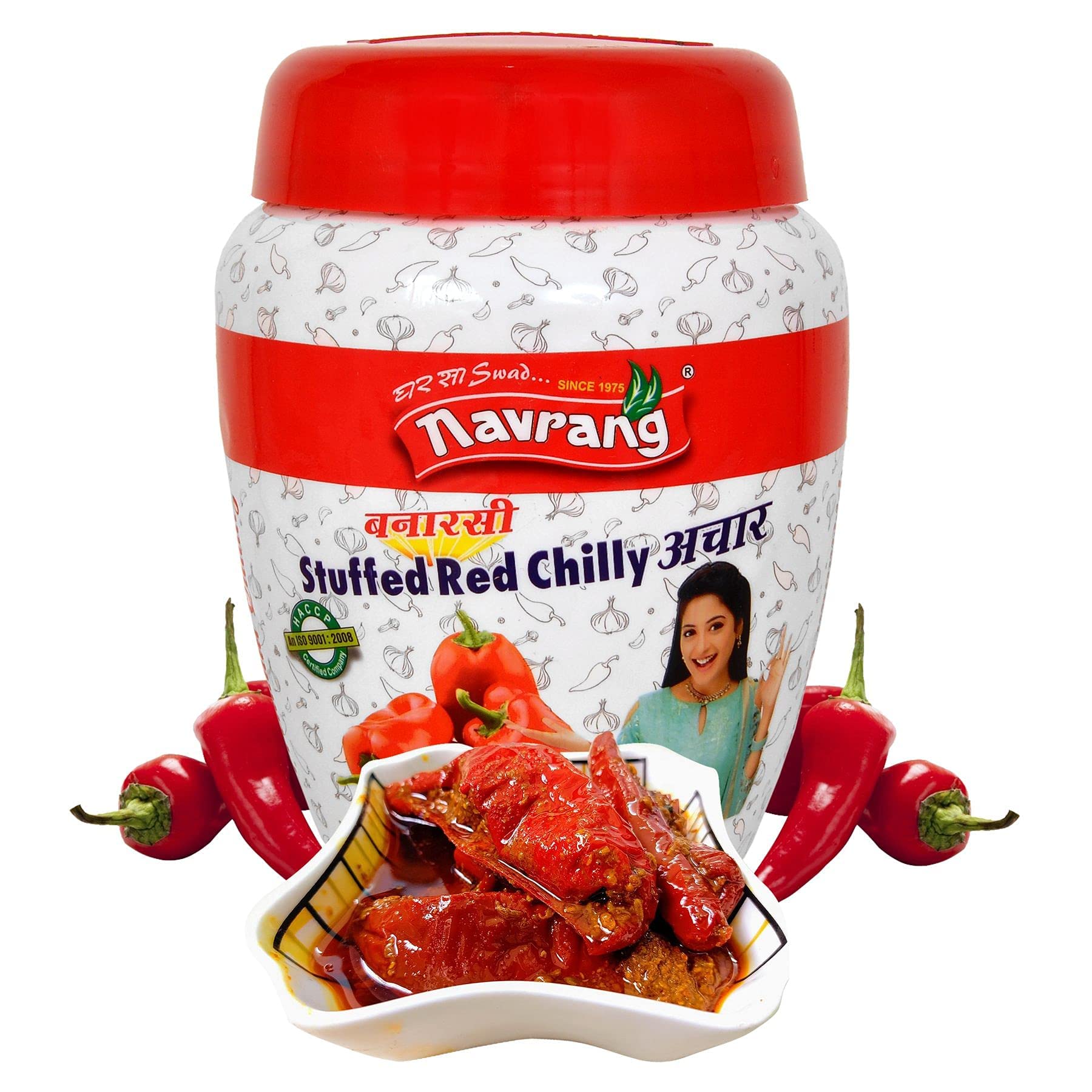 Navrang Delicious Stuffed Red Chilly Achar in Pure Mustard Oil,