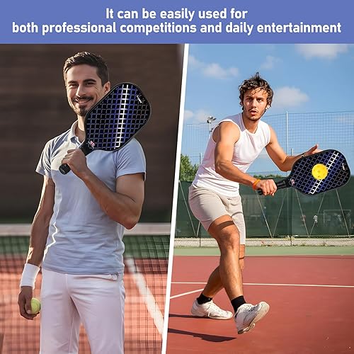 Miniatura 6 de Juego de pickleball de alta calidad, material de fibra de carbono, incluye 2 paletas de pickleball, perfecto para hombres y mujeres, regalo ideal