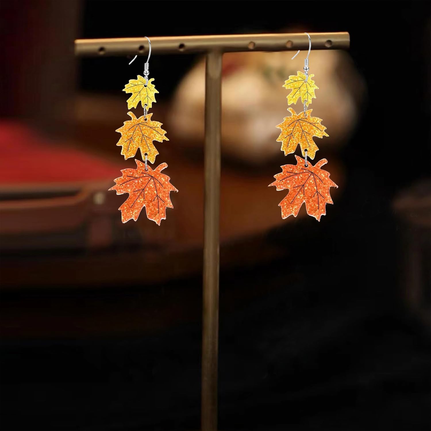 Thanksgiving Fall Earrings for Women Maple Leaf Dangle Earrings Lightweight Acrylic Fall Gifts for Thanksgiving Party Autumn - Image 7