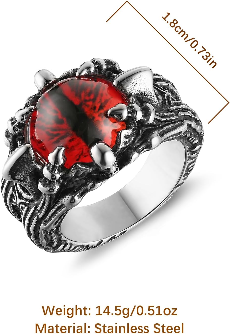 HZMAN Devil's Eye Ring for Men Biker Stainless Steel Gothic Punk Demon Claw Evil Eye Ring Halloween Jewelry Gift - Image 8