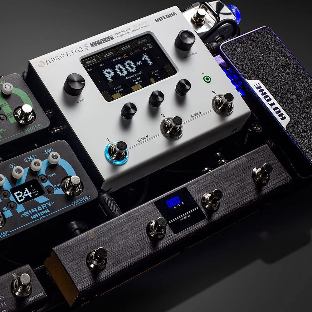 HOTONE Guitar Multi Effects Processor Multi Effects Pedal Touch Screen Guitar Bass Amp Modeling IR Cabinets Simulation Multi FX Processor (Include 10 PCS Additional Footswitch Toppers)