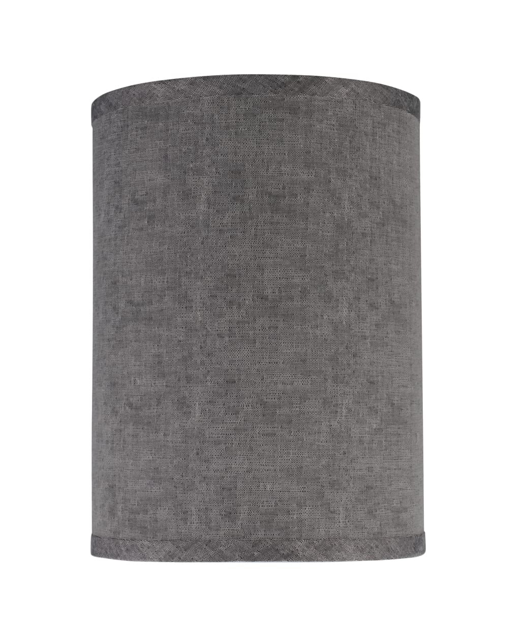 Aspen Creative 31029A Transitional Hardback Drum (Cylinder) Shape Spider Construction Lamp Shade in Grey, 8" wide (8" x 8" x 11")