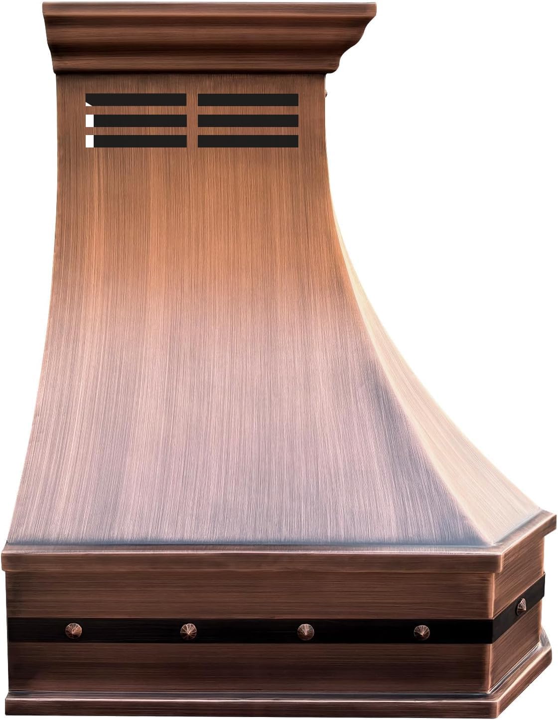 SINDA Hand-Crafted Copper Kitchen Vent Hood Cover Ductless Ventilation 36"W x 27"H Wall Mount Smooth Texture-Antique Copper