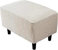 Vista 24 de Eco-Ancheng Funda elástica para silla, funda otomana rectangular de almacenamiento, funda otomana para reposapiés, fundas otomanas para taburete