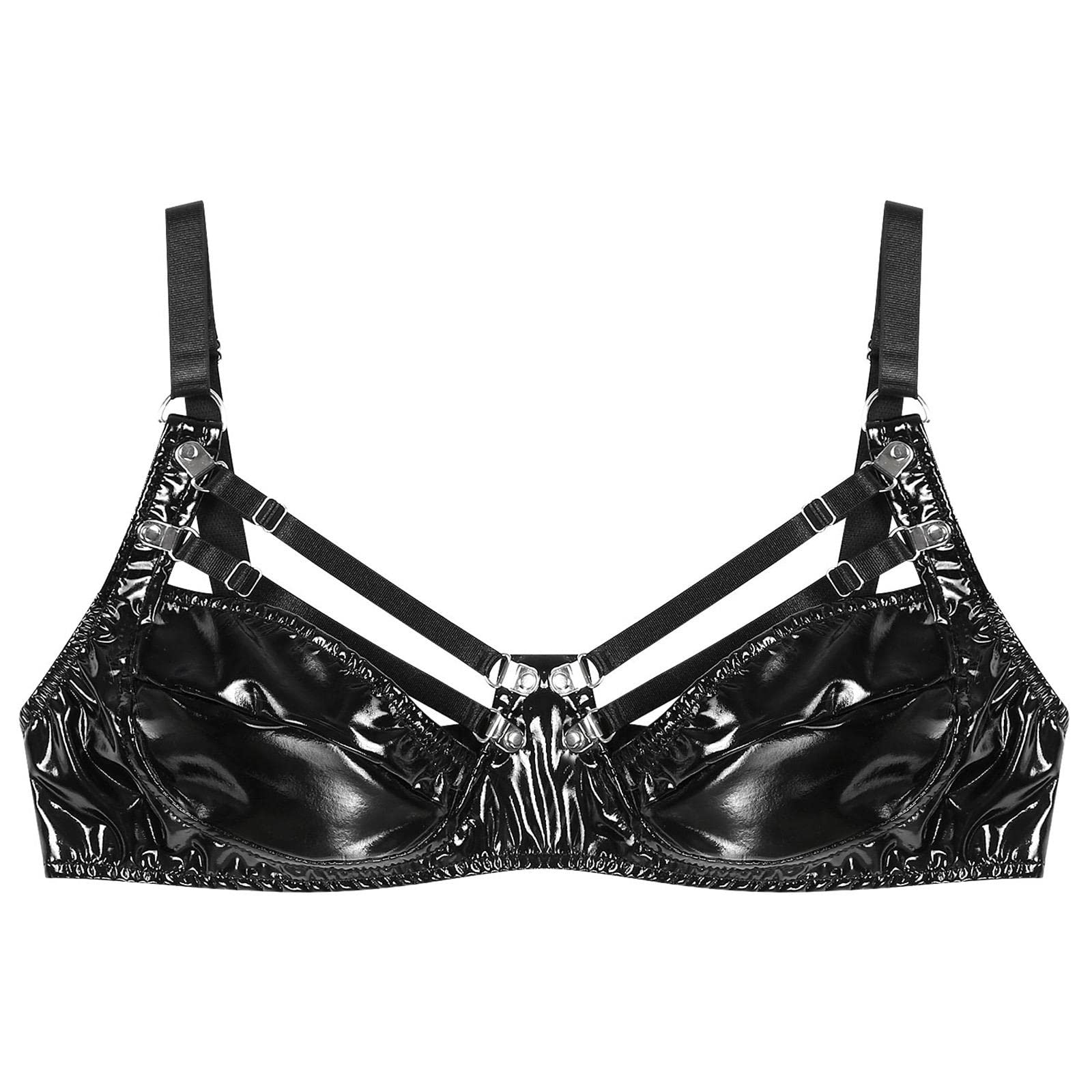 Reggiseno da Donna Top Senza Ferretto Reggiseno in Pelle Verniciata Bralette Top Corto Sexy Nightclub Party Show Costume di Scena