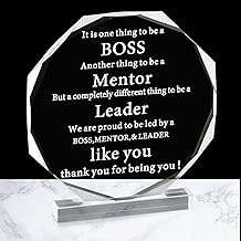 Yulejo Boss Gifts Acrylic Boss Day Gifts for Men Women Office Leader Going Away Gift for Appreciation Plaque Funny Work Acrylic Male Desk Sign Birthday Paperweight (Octagon)