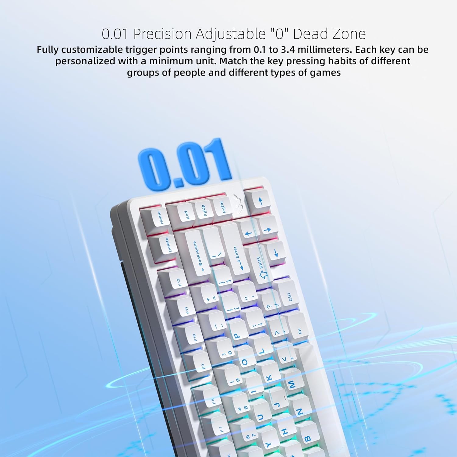 Womier SK75 TMR Keyboard Gaming 75% Hall Effec, Wireless Mechanical Keyboard Rapid Trigger Custom Magnetic Switches Keyboards with 8000 Hz Hot Swap, BT/2.4G/USB-C for Mac Windows Linux,White-Aluminum