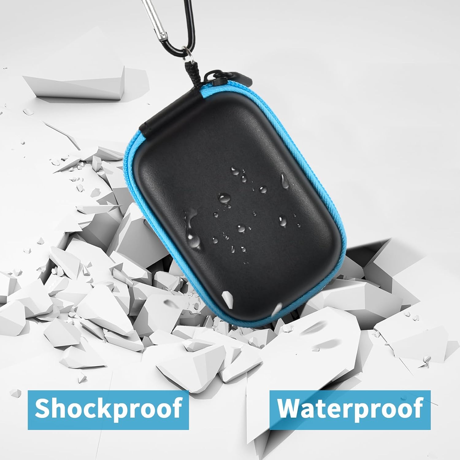 Carrying Case for Noxgear 39g Wearable Bluetooth Clip Speaker, Magnetic Clip-On Wireless Portable Speakers Mini Travel Storage Holder Box with Pocket for Cables, Carabiner, Black-Bag Only (Black) - Image 5