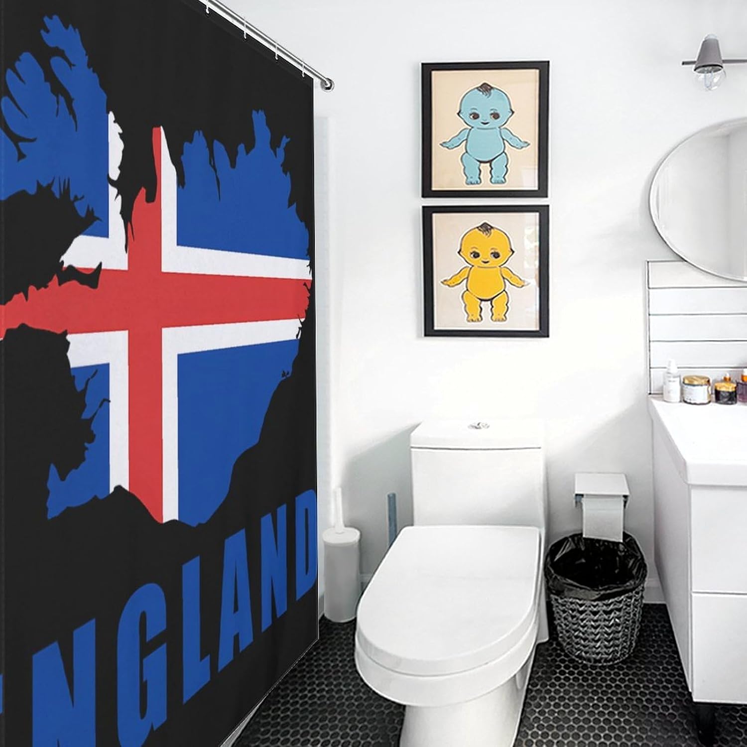 England Map Flag Fabric Shower Curtain Liner Bath Bathroom | machine washable,with 12 hooks,stainless steel grommets,room divider