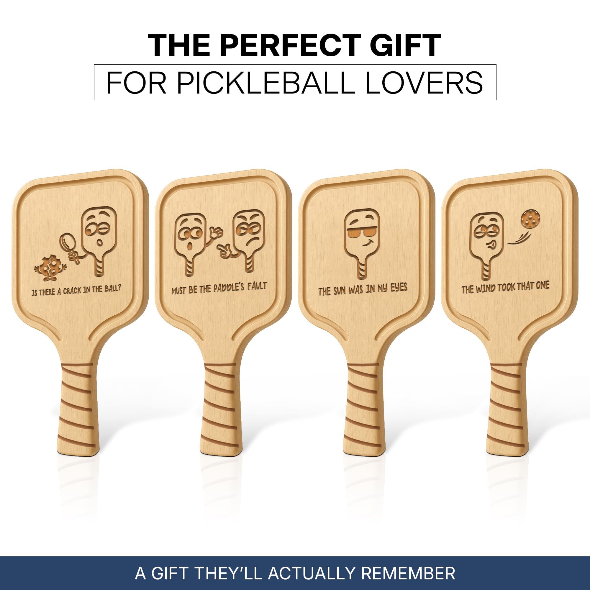 Pickleball Paddle Drink Coasters Set of 4 – Funny Excuses Gift for Pickleball Lovers, Men & Women – Premium Birch Wood Coasters, Gift-Ready Box for Birthdays, Mother’s & Father’s Day, or Game Nights