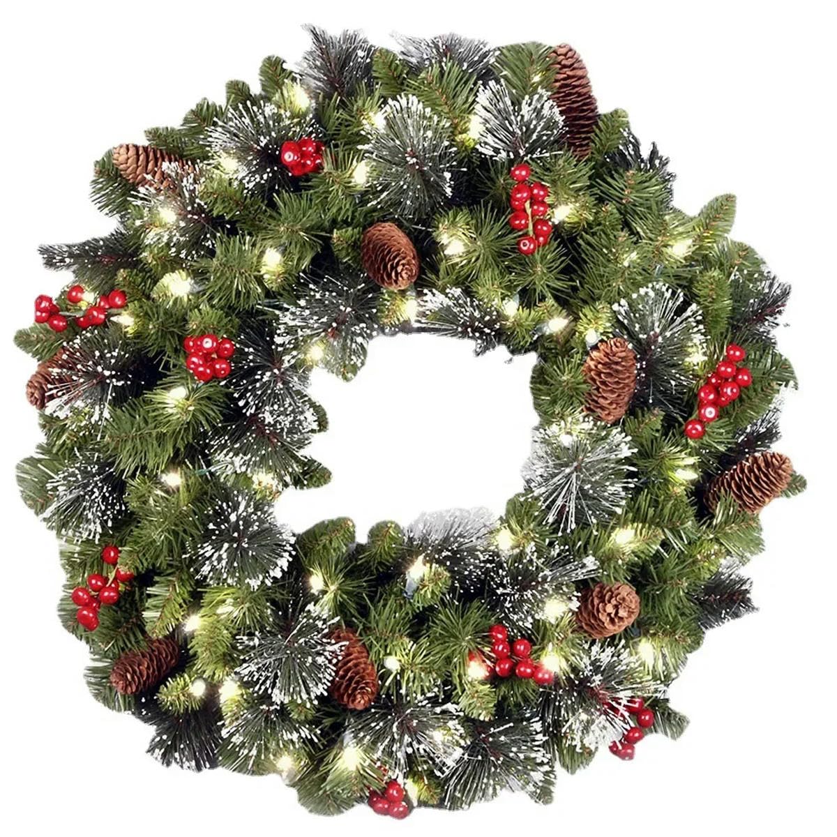 30/40/45/50/60 cm Corona navideña Grande para Puerta Ventana Guirnalda navideña Colgante Artificial Adorno navideño de Año Nuevo-60 cm