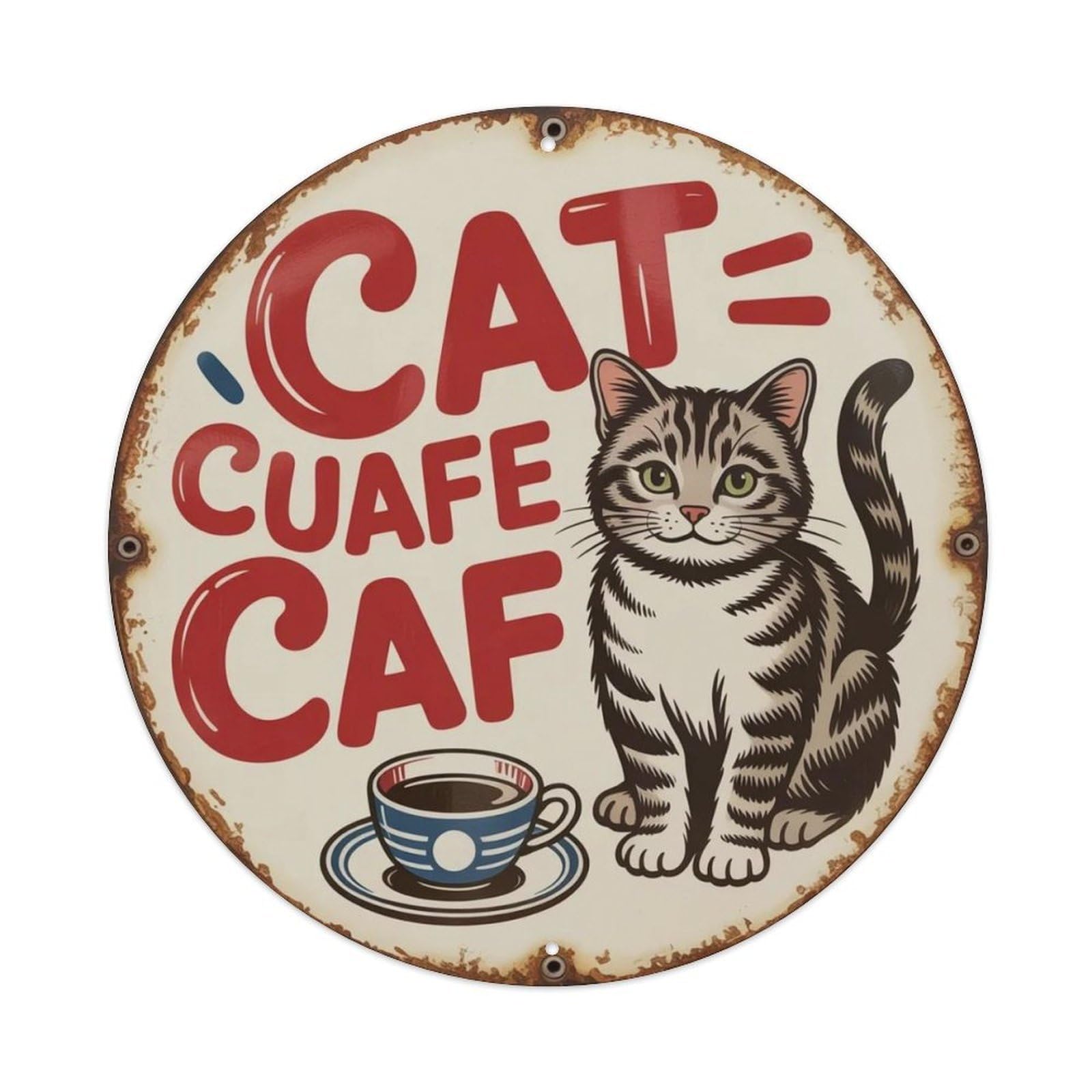Lvalogy Style Cat Cafe Japanese Showa Metal Tin Sign Plaque