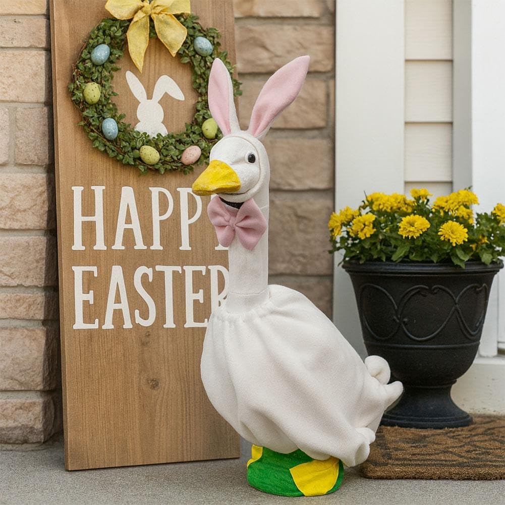 Valentine's Day Porch Goose Outfit Easter Porch Goose Outfit 23 Inch Gooses Costume Red Heart Gooses Statues Clothes Valentines Day Decorations for Lawn Yard Garden Outdoor Decor