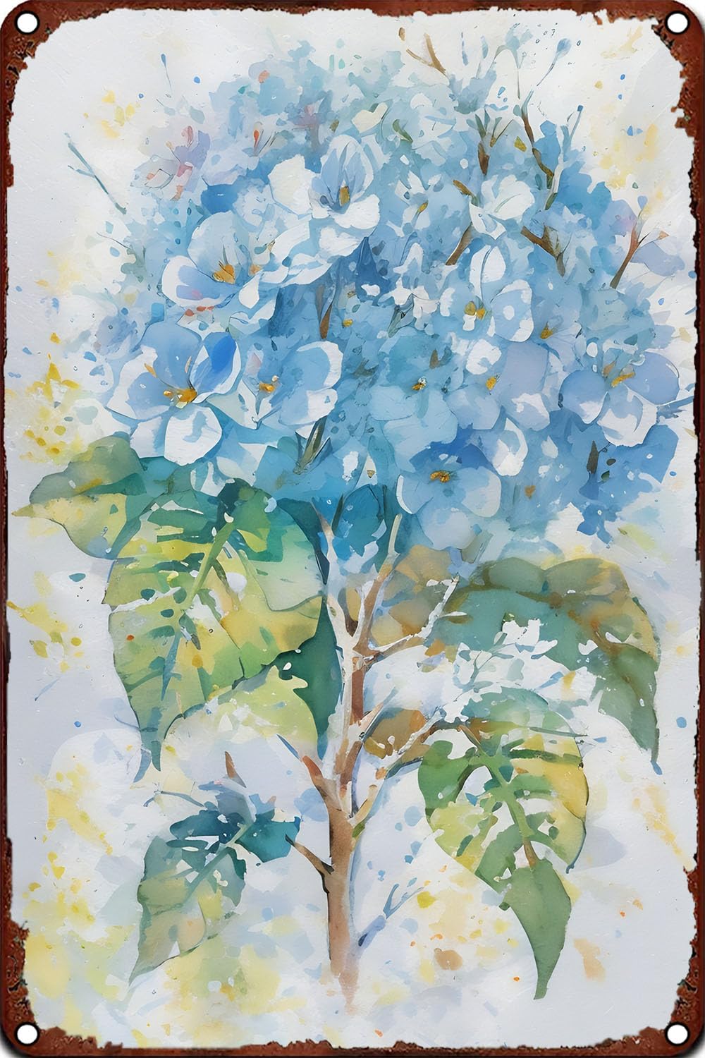 rayprint Blue Flowers Metal Tin Signs-Metal Tin Signs Exquisite Wall Art Decor Inspirational Gift Positive Affirmations Hanging for Office Classroom Home Living Room Bedroom Wall Decor 8"x12"