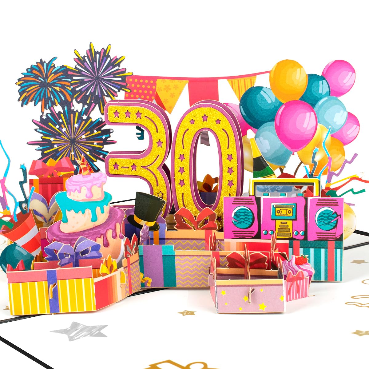 CNLITIHEKA 30. Geburtstag Pop Up Karte für Männer Frauen, Happy 30th Bday Grußkarte für Ehemann Frau, 30. Geburtstag Karte für Papa Mama, Bday Geschenk 30 Jahre alt mit Ballons Party Thema.