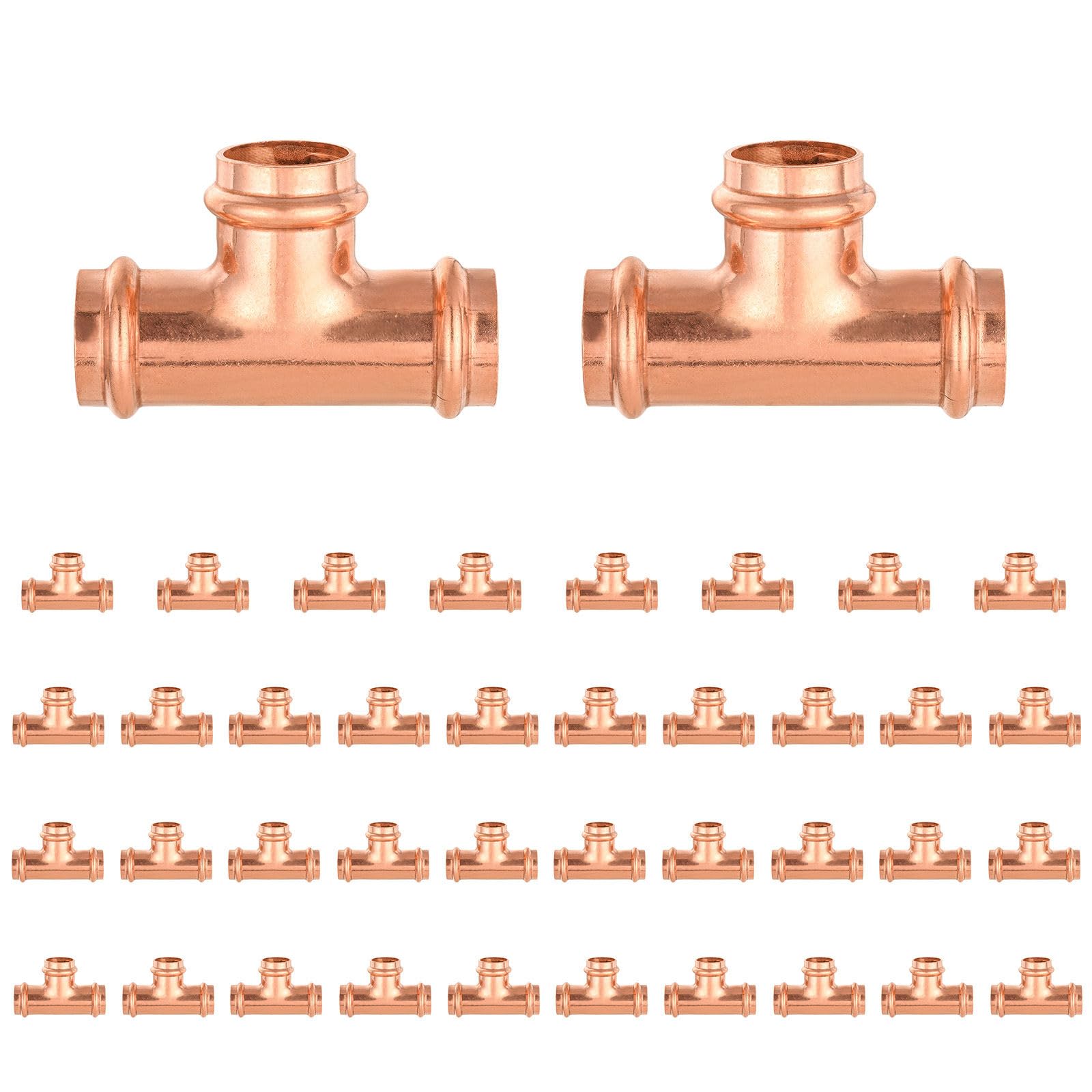 Paquete de 40 Conectores en T de Cobre GUOFIS, Conector de derivación en T de Tres vías de 1-1/2 Pulgadas P x P x para líneas de distribución de Agua.