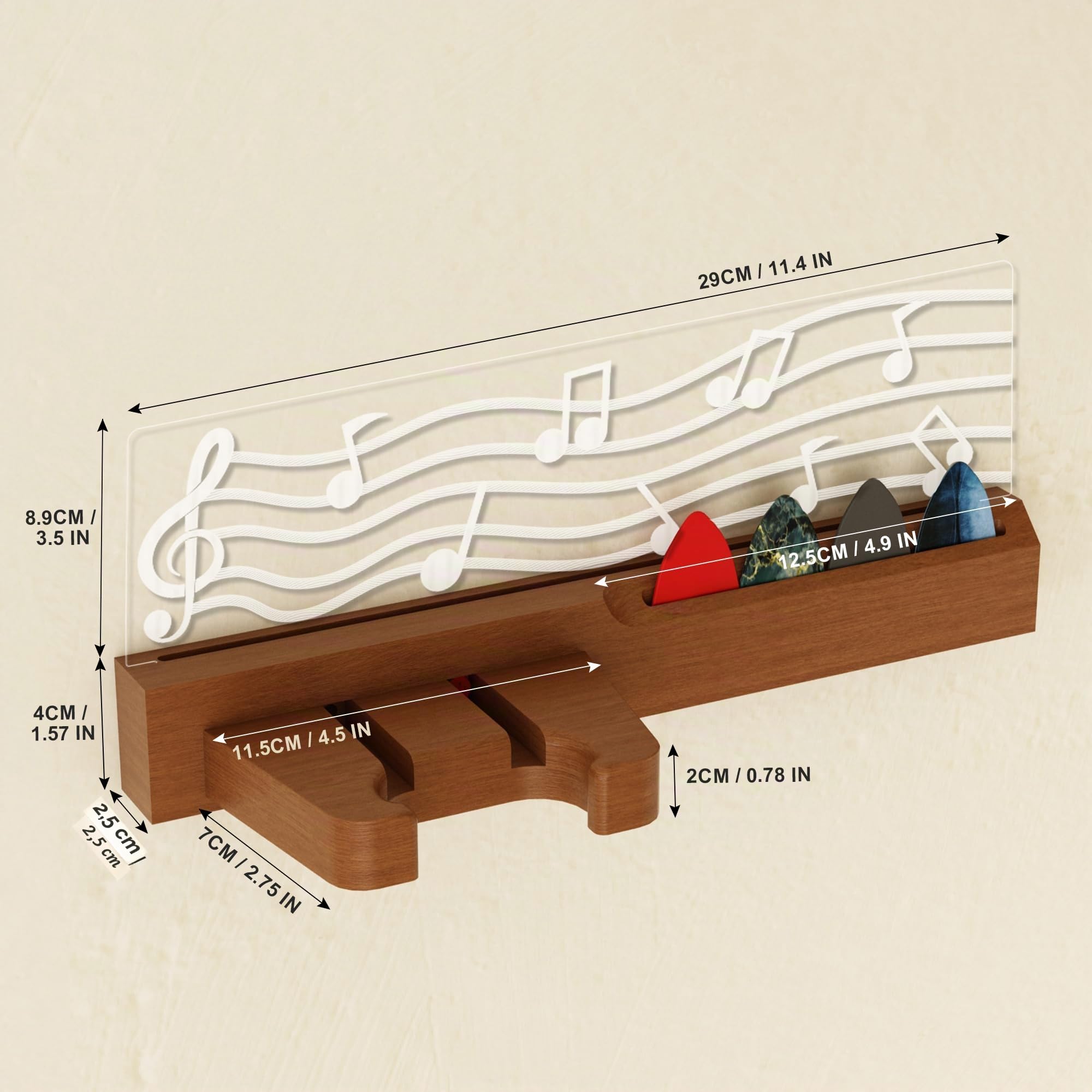 CoolGift Mart Gitarren Wandhalterung, Gitarren geschenk mit LED-Beleuchtung, Gitarrenhalter für die Wand, Notenblatt Design, für Akustik-Elektro-Bass-Ukulele