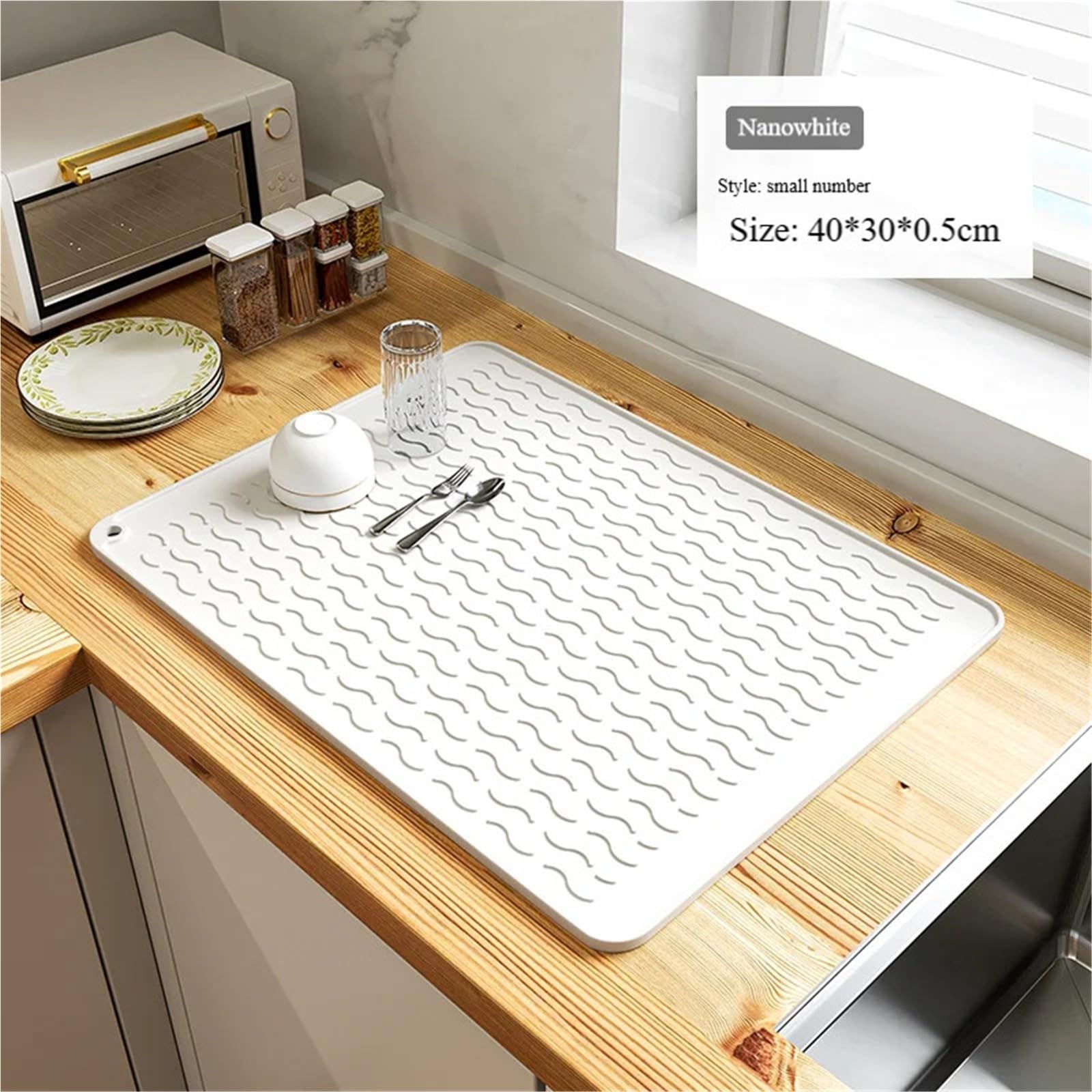 Almohadilla de Aislamiento térmico Silicona antiescaldaduras for Cocina, vajilla for el hogar, Taza Agua Antideslizante y escurridor para Sartenes Calientes(Beige,45X40CM(1.5X1.3FT))
