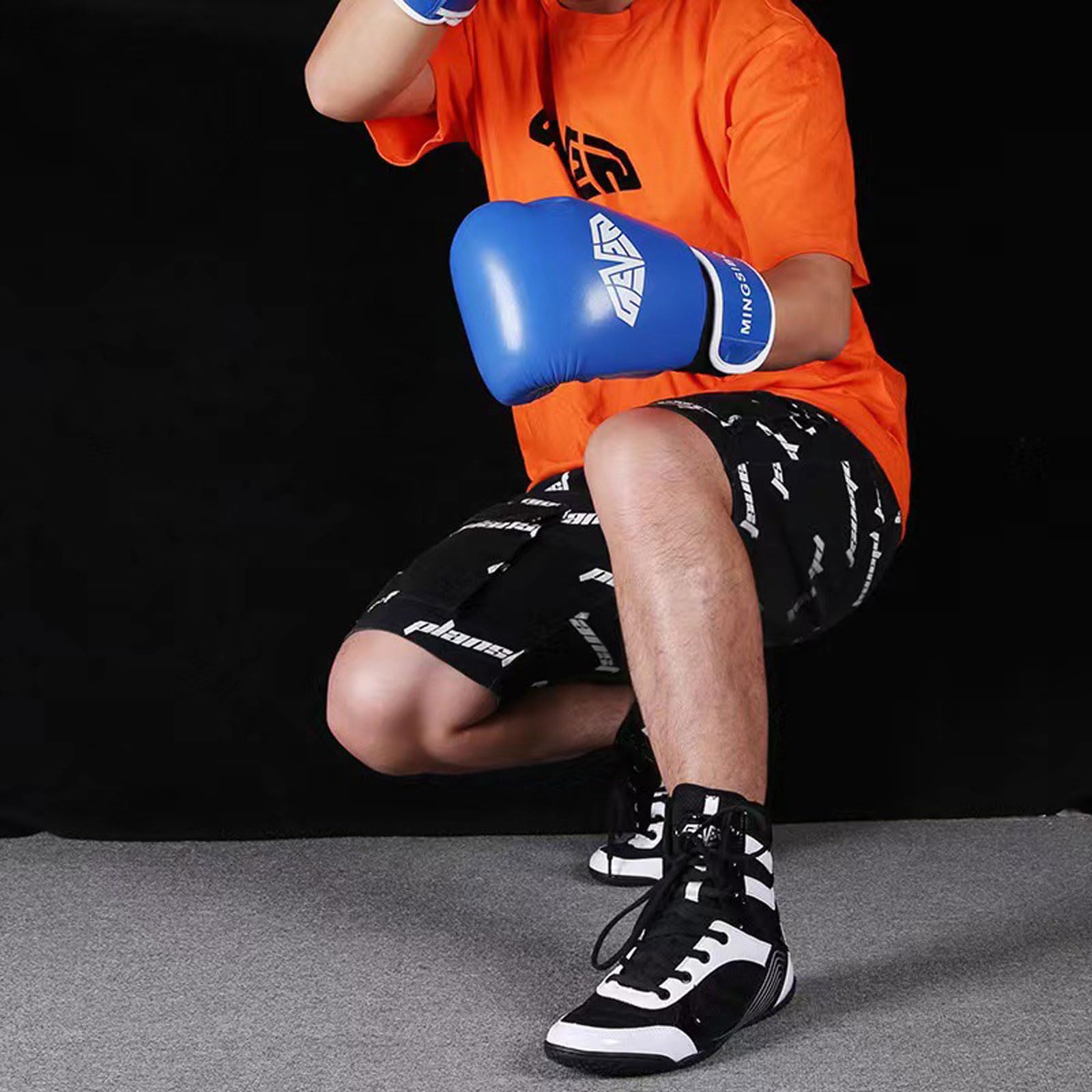 Zapatos de boxeo para hombres mujeres, botas de lucha, Muay Thai Kickboxing Sanda Zapatos de boxeo de caña alta Zapatillas deportivas de entrenamiento físico para interiores antideslizante, 36-46 EU