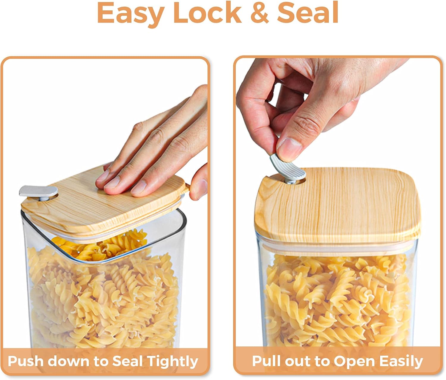 ComSaf Airtight Food Storage Container Set of 4 (45 OZ), BPA-Free Large Plastic Food Storage Canister, Kitchen Pantry Organization and Storage Jar for Pasta, Coffee, Tea, Sugar, Flour, Cereal : Home & Kitchen