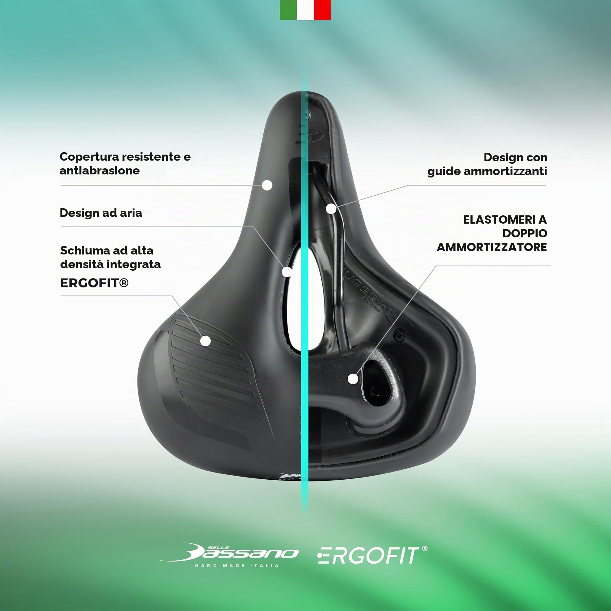 Selle Bassano - Viale Ergofit City XXL, Sella per Bicicletta con Tecnologia Ergofit, Comoda ed Ergonomica, Made in Italy