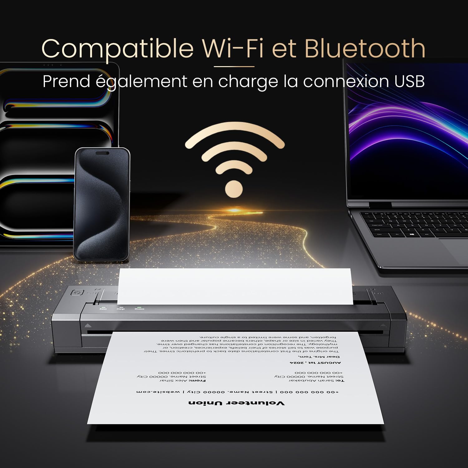 Phomemo Mini Imprimante Thermique Portable A4 A5 B5 100 mm/s - Kit G100 Pro