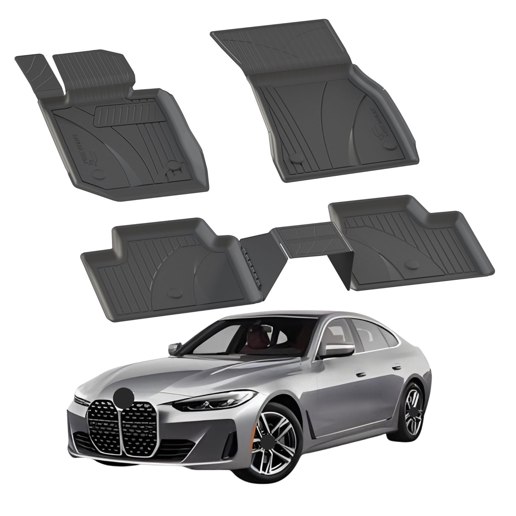 Sahler Alfombrillas de Coche compatibles con BMW G26 4 Gran Coupe 2021-2026 | 4.5D Premium TPE Goma Antideslizante Alfombrillas de Goma Impermeable para Coche Negro