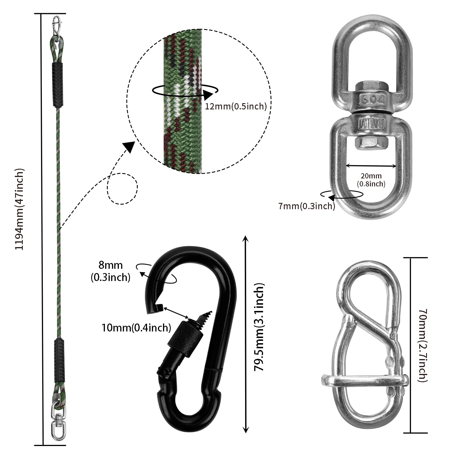 Corde de Hamac, Suspension de Hamac Réglable, Suspension de Fauteuil Suspendu pour Aire de Jeux Extérieure, Fauteuil Suspendu pour Escalade et Yoga