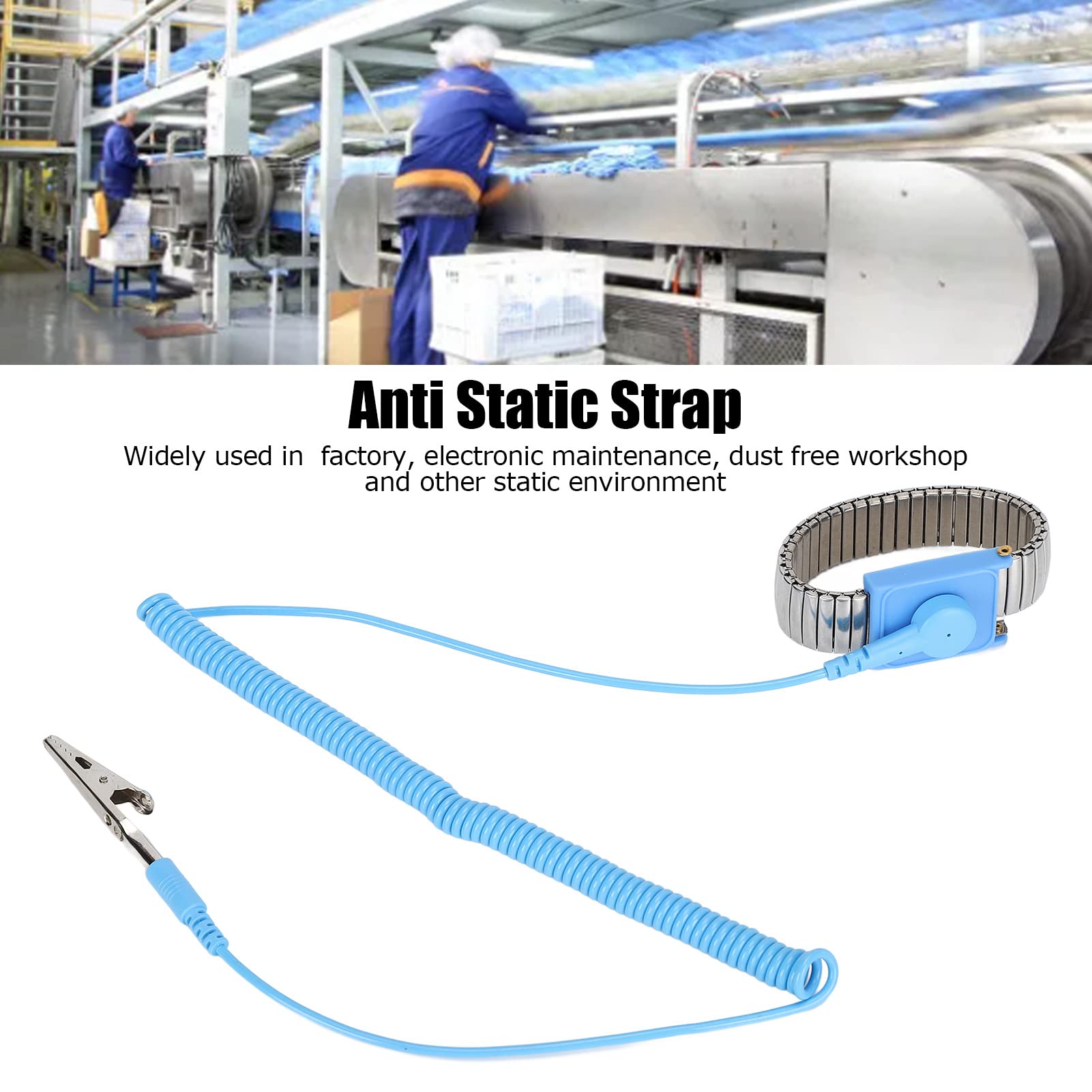 NDNCZDHC Anti Static Wrist Strap, Anti Static Wristband Grounding Bracelet with Stainless Steel Clip and Extendable Long Cable