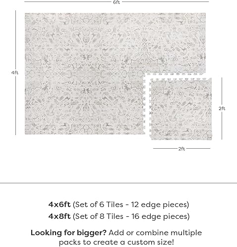Miniatura 3 de House of Noa Tapete de juego para bebés, 4 x 8 pulgadas, Latte Emile, juego de 8 azulejos, tapete de juego de espuma EVA acolchada para pisos,