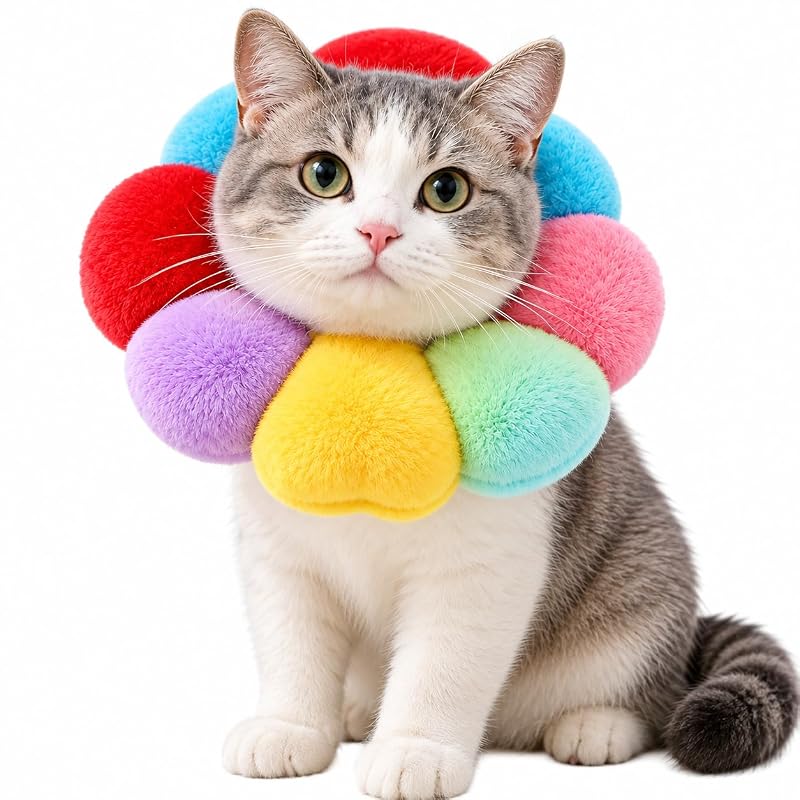 Colar Cone Macio em Tecido com Design de Girassol para Gatos e Cães Pequenos Fjxxxn – 1 unidade