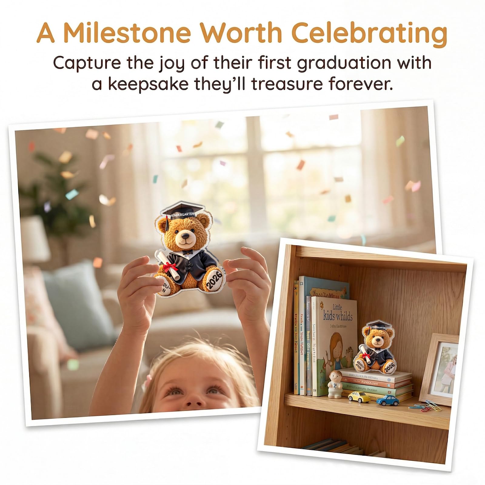 Kindergarten Graduation Gifts for Kids - Acrylic Teddy Bear Keepsake - 2026 Best Kindergarten Graduation Gifts for Boys & Girls, Unique Kinder Graduates Students Present