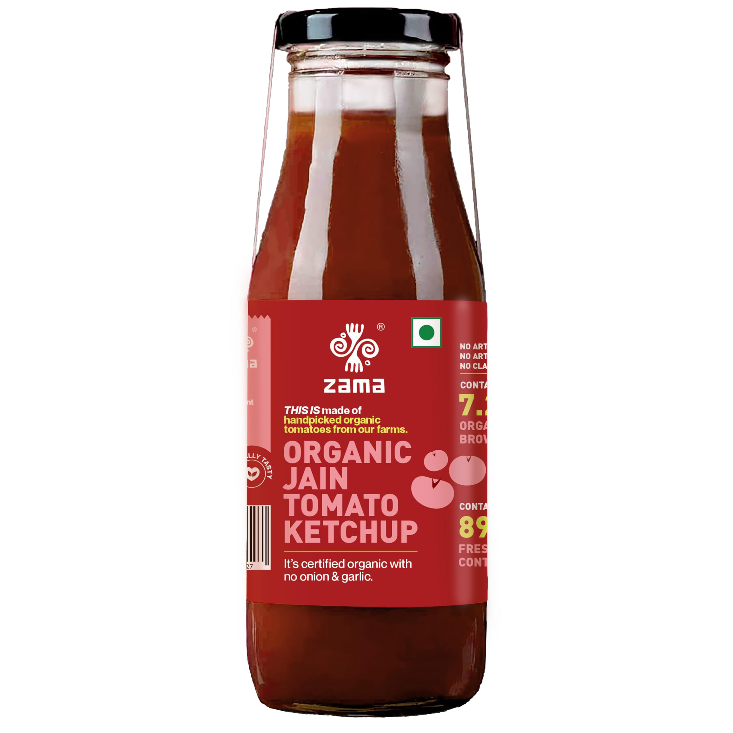 Zama Organic Jain Tomato Ketchup 300g Glass Bottle | Tomato Sauce