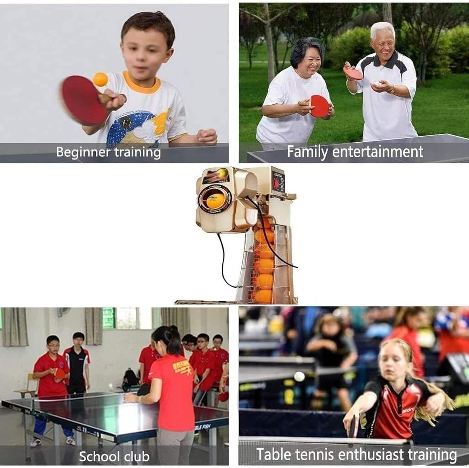 Ping Pong Robot Maszyna do treningu, tenis stołowy, zaawansowana automatyczna wyrzutnia piłek tenisowych z 37 różnymi piłkami obrotowymi do szkoły domowej