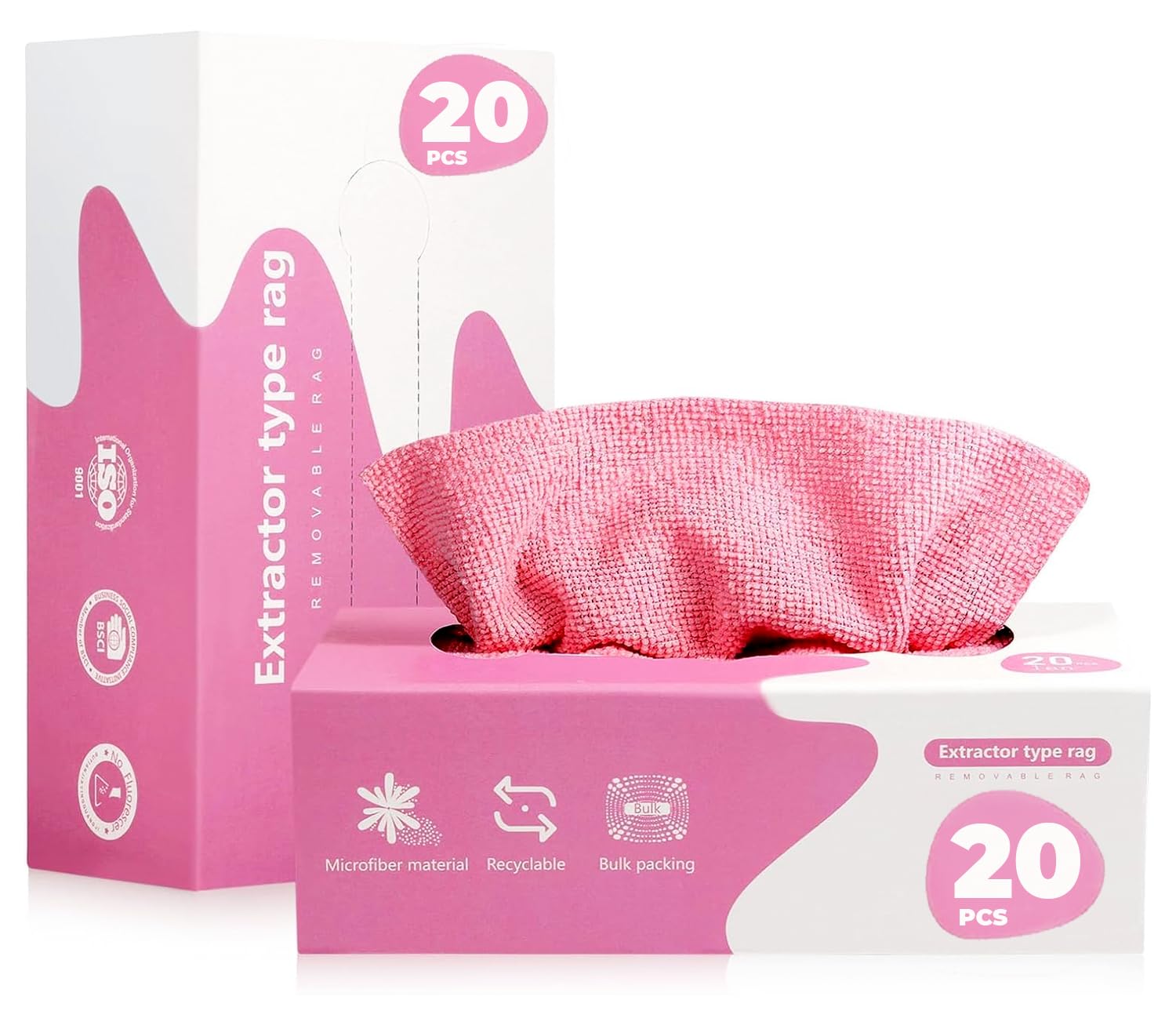 20 PCs Microfiber Cleaning Cloth Rags in A Box 7.9" x 7.9" Reusable Wipes for Cleaning - Edgeless Terry Towels, Small Cleaning Cloths for Home, Kitchen and Car