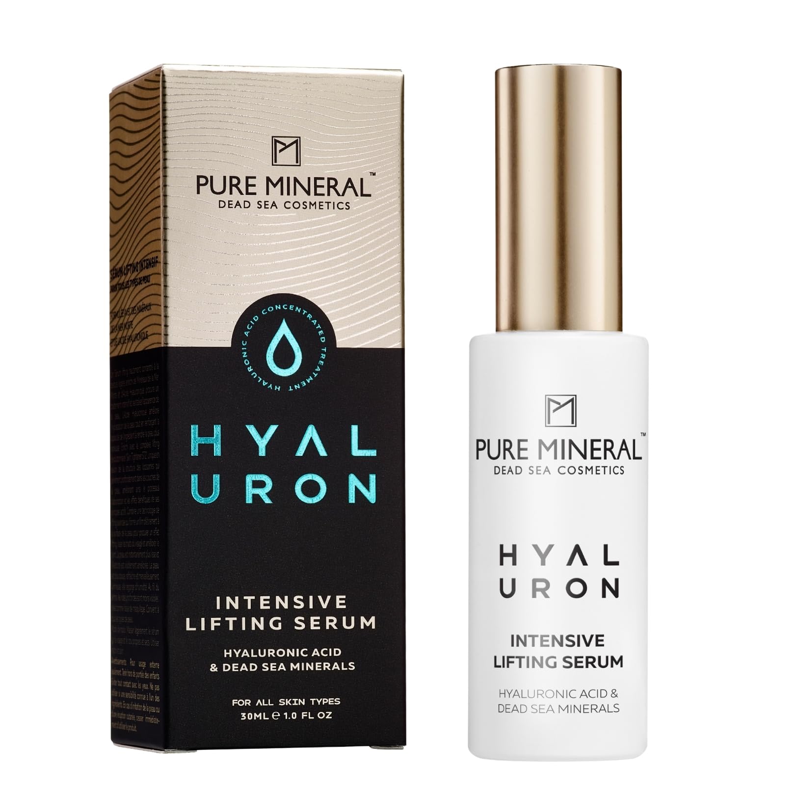 Pure Mineral - Intensive Lifting Hyaluron Serum for All Skin Types - Firming Action, Dead Sea Minerals, Optimal Hydration - Silicone-Free, Sulfate-Free, Paraben-Free - 30ml
