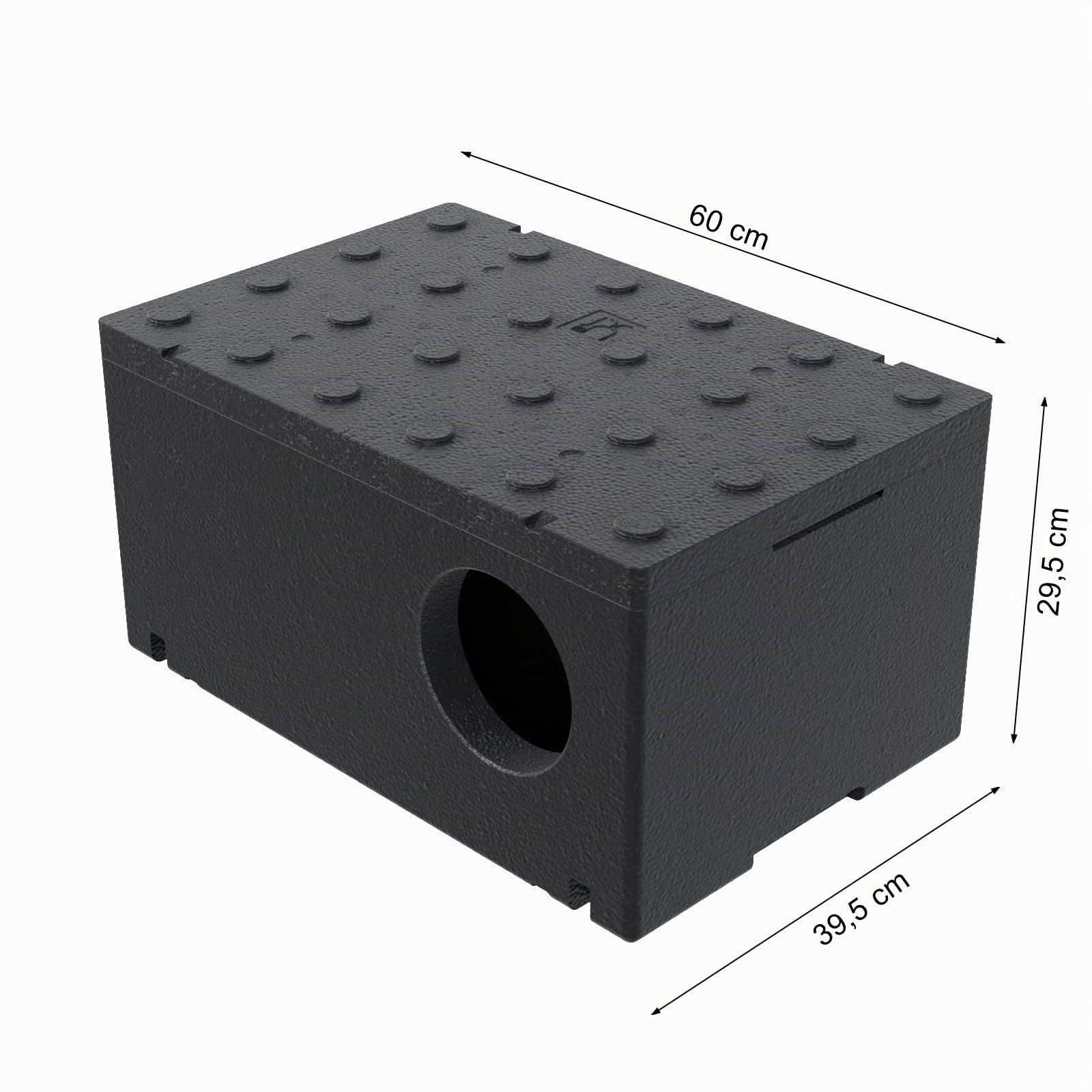 QLS Maison pour Chat isolée en polystyrène 60 x 40 cm Noir