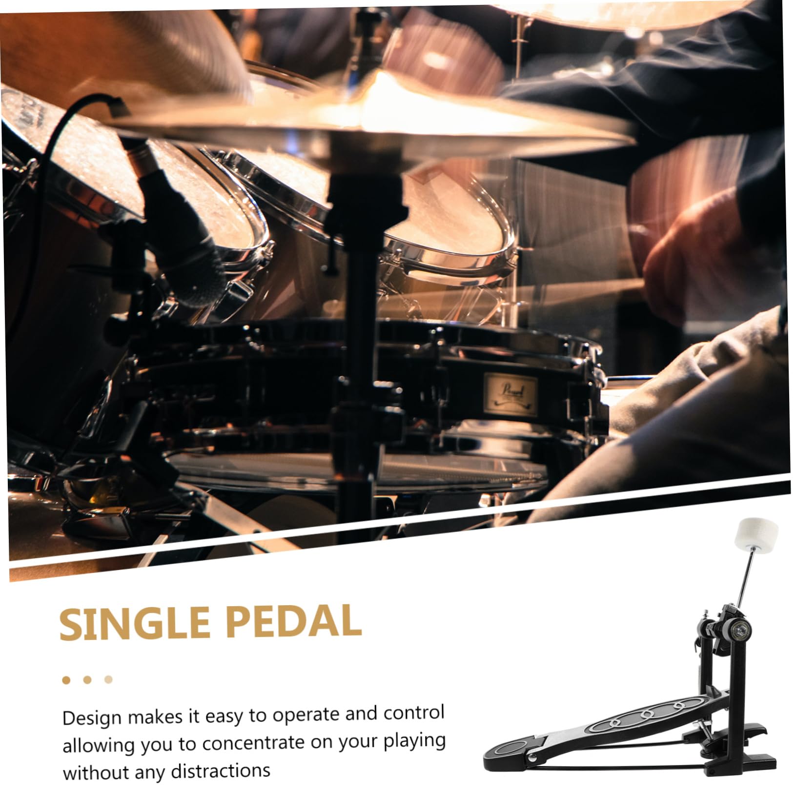Pedale per Batteria Singolo Nero in Lega di Alluminio e Ghisa, Accessorio di Precisione Multifunzione per Grancassa e Kit di Batteria